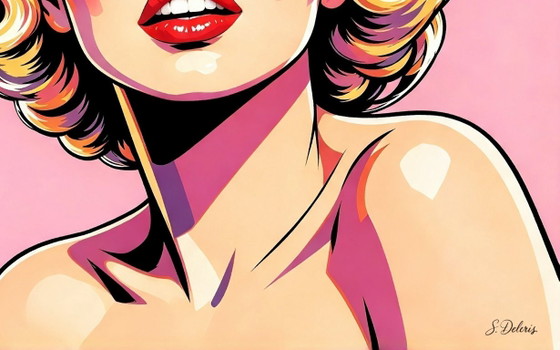 Ritratto Pop Art Marilyn Monroe - (60x60 Cm), Dipinti e disegni, Tela, Multicolore (foto 3 di 15)