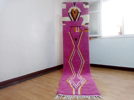 Alfombra de lana rosa - alfombra bereber tejida a mano de Marruecos - 315 x 73 cm – Wool, Cotton, Modern (photo 8 of 8)