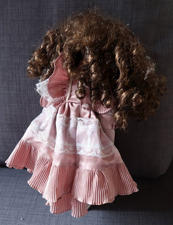 Image 1 of Incantevole bambola vintage in porcellana - 42 cm, XX secolo, graziosa in rosa - 2C01