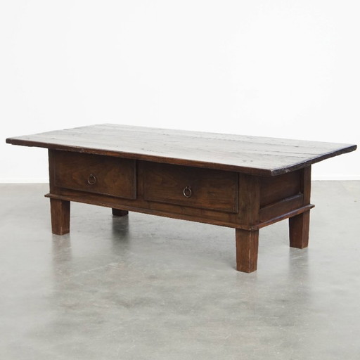 Antique late 18th century South European coffee table made of chestnut wood