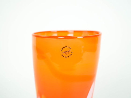 Image 1 of Orange glass vase, Danish design, 1960s, manufactured by Søholm