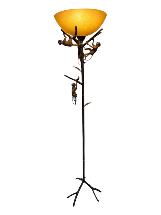 Image 1 of Lampe italienne de style Hollywood Regency, inspirée de Maitland-Smith/style safari/lampe artisanale en bronze coulé.