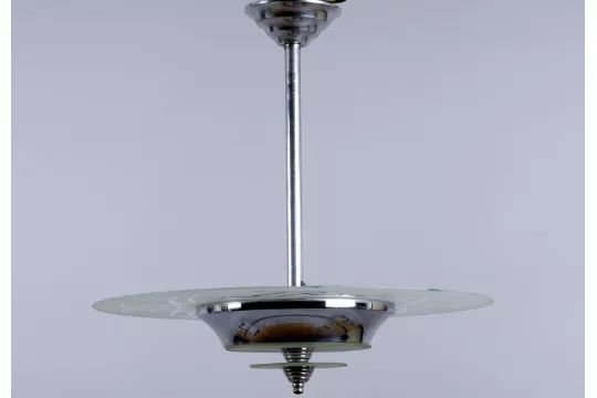 Plafoniere UFO Art Déco Cromo e Vetro (anni '30) (photo 5 of 5)