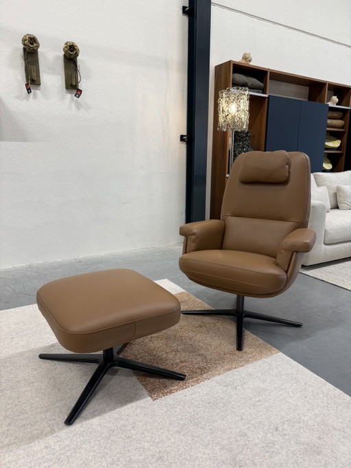 Leolux Evidence Entro Two Fauteuil hoog Bruin leer
