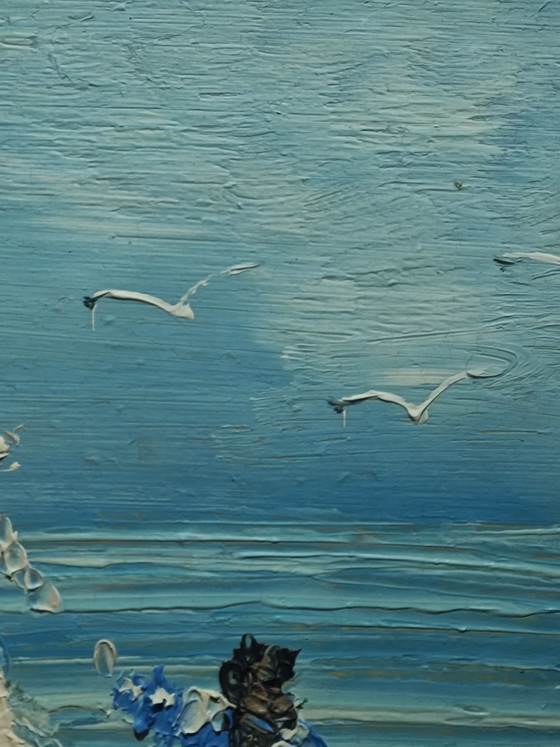 Image 1 of Houten schilderij van de zee