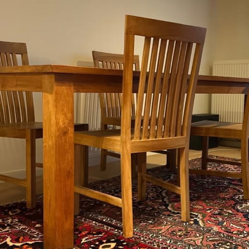 Tavolo da cucina. Tavolo da pranzo in teak + quattro sedie – eetkamerset, Wood