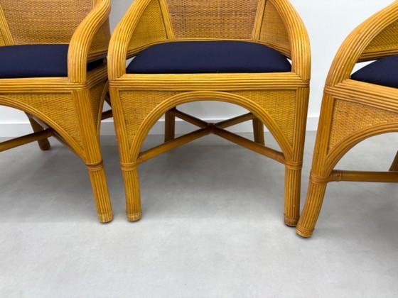 Image 1 of Vintage ( pencil reed ) eettafel met 4 bijpassende stoelen