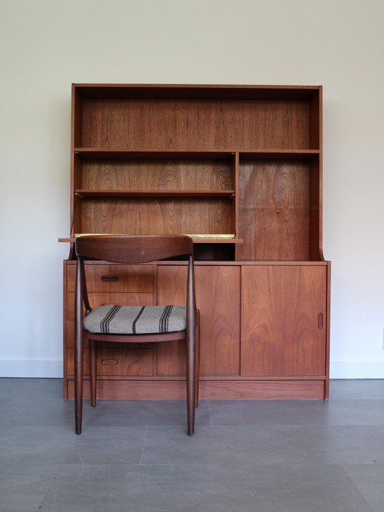 Vintage Deens wandmeubel in teak met secretaire – Wandkast, Wood (photo 3 of 13)
