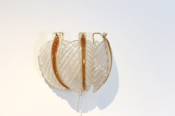 Murano Glass Leaves Wandlamp van A.V. Mazzega, Wandlampen, Messing (foto 4 van 5)