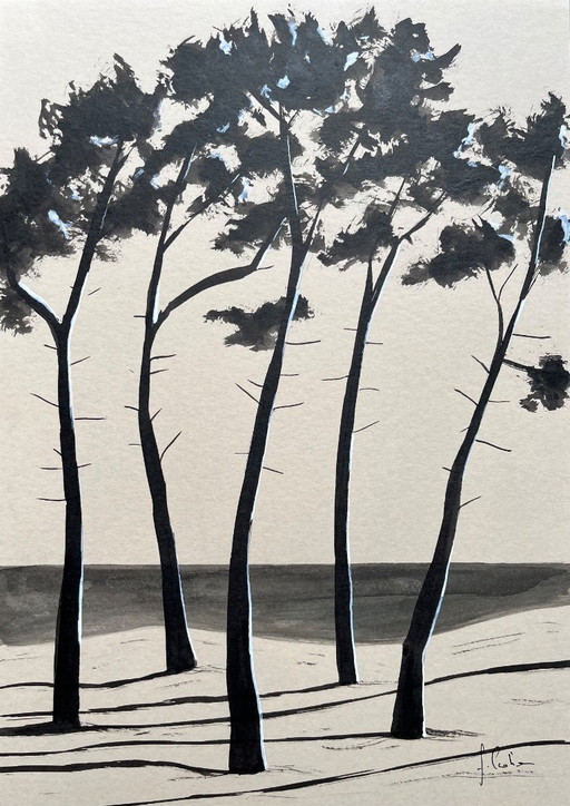 Encre de Chine sur papier naturel.  Format 30x21cm. 