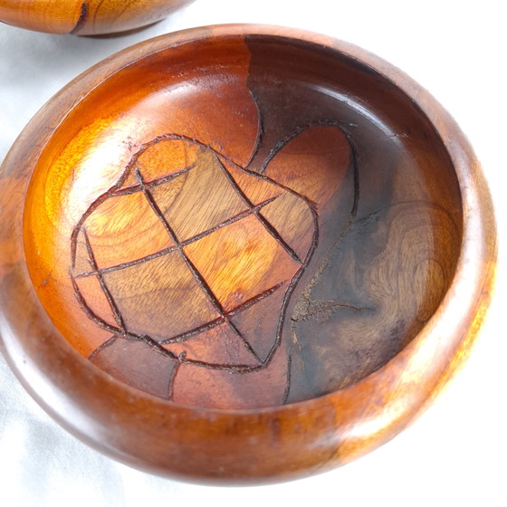 Image 1 of 3 Vintage Wooden Bowls Wood Carving 1970s