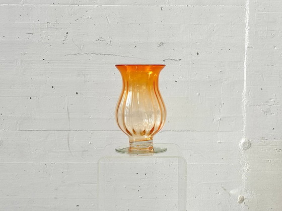 Image 1 of Jarrón de cristal de Murano en color ámbar anaranjado, Italia, década de 1960.