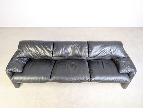 Image 1 of Cassina Maralunga Sofa Vintage Couch Vico Magistretti Leder schwarz