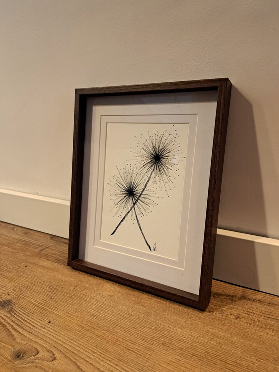 Image 1 of Illustration Dandelion | Dark Brown Frame