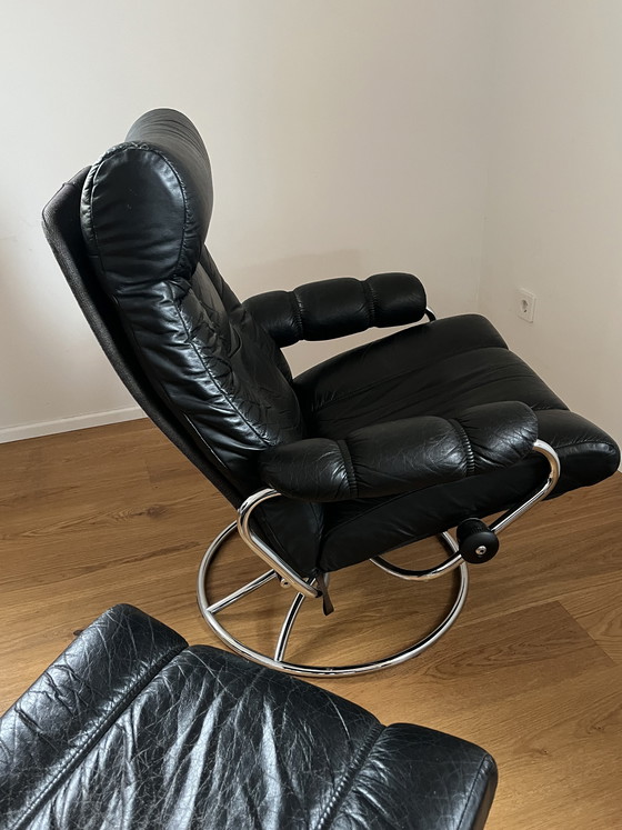 Image 1 of Poltrona antistress Ekornes Vintage Lounge Chair anni '70 in pelle nera
