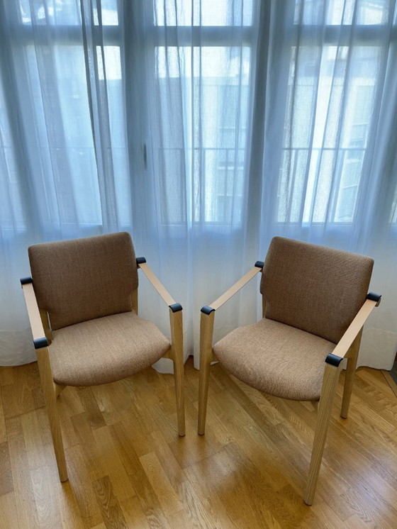Image 1 of Fauteuils Philippe Starck Luba pour Andreu World - Frêne massif et cuir (lot de 2)