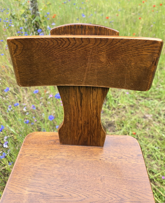 Image 1 of 4 Barhocker aus Eiche im brutalistischen Stil – 1 Kapitänshocker