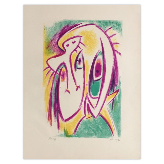 Gérard VULLIAMY Gesigneerde lithografische gezichten 1972 – Litho's & Zeefdrukken, Paper (photo 5 of 5)