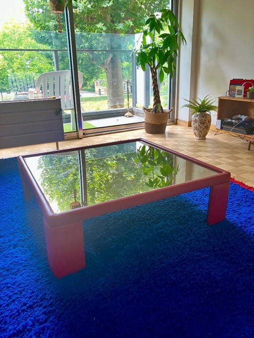Rare table basse en cuir rouge - Poltrona Frautogo for Luigi Massoni