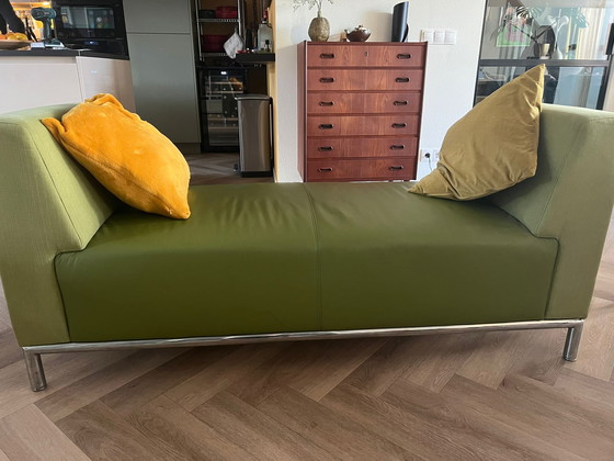 Image 1 of Montel Mos Groen Tweezitsbank Bank Sofa Design Leer En Stof