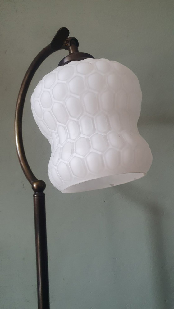 Image 1 of Vintage Art Deco style desk lamp with opaline glass shade