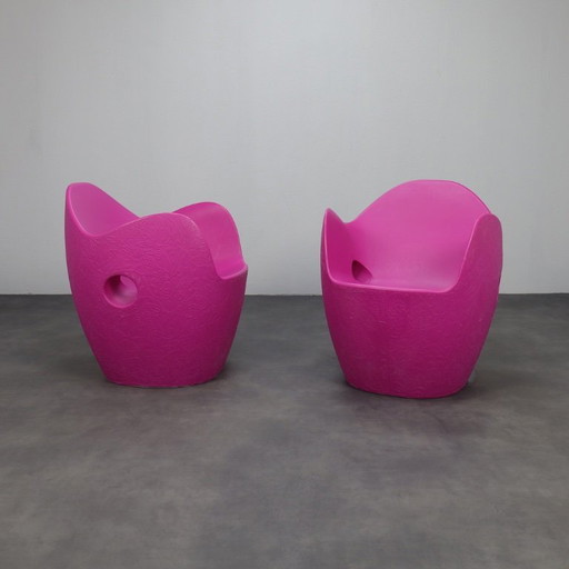 Set of 2 Armchairs “O-Nest” by Tord Boontje for Moroso, 2006 Fuchsia