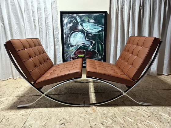 Image 1 of Sillones KNOLL Studio Barcelona (NUEVA Serie 2026) en piel natural (color coñac)