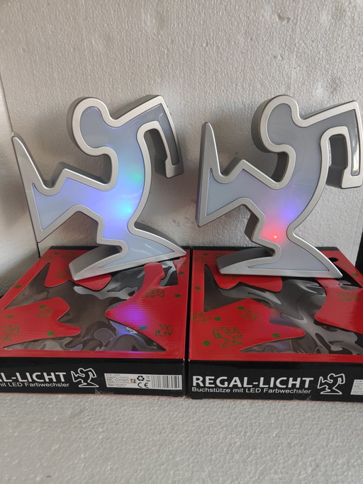La Linea - Lampe d'après Osvaldo Cavandoli, Keith Haring - Lot de 2 1990