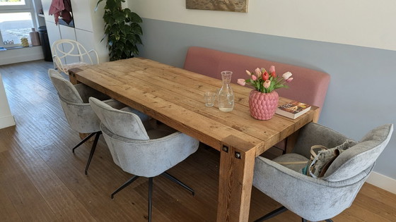 Image 1 of Schöner, robuster Balkentisch von Jan van IJken (220 cm)