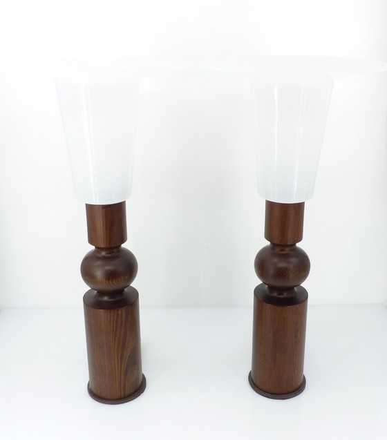 Image 1 of Paire de Lampes de Table Scandinaves en Pin par Uno Kristiansson pour Luxus, Suède, Circa 1965