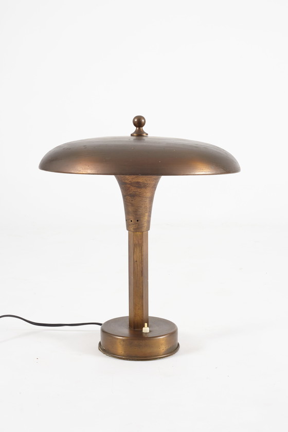 Image 1 of Art Deco/ Bauhaus mushroom tafellamp messing 