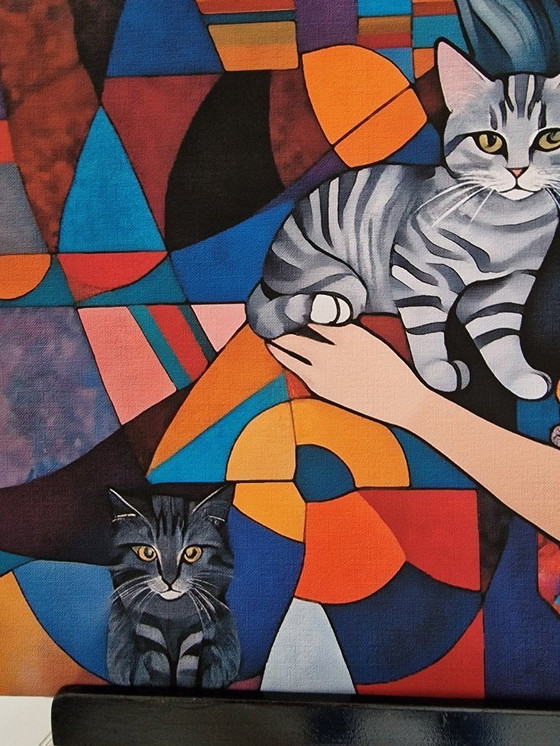 Image 1 of Léa ROCHE - Mara et ses chats - Lithographie d'artiste