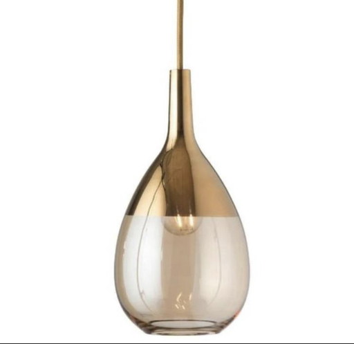 EBB & FLOW Hand Blown Lute XL Pendant Lamp Gold (New in Box!)