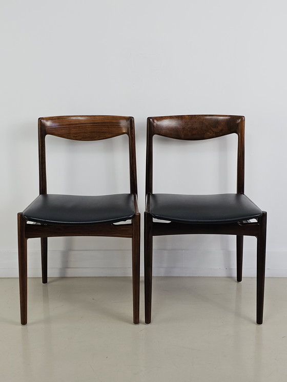 Image 1 of 4x sedie da pranzo vintage in palissandro con skai nero