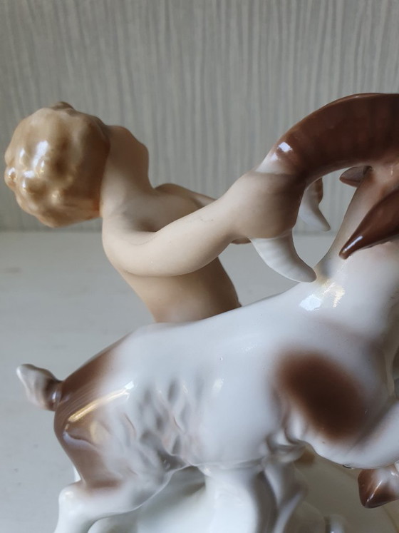 Image 1 of Gerold Porzellan Bavaria – ragazzo con ariete - 1937-1949 - condizioni perfette