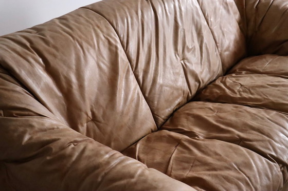 Image 1 of Ligne Roset Sloop Sofa By Michel Ducaroy In Cognac Leather, 1970s