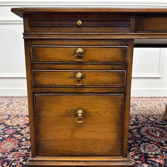 RAC Engels Chesterfield Bureau Groen Leder Eik – Royal Antique Collection, Leather, Wood (photo 12 of 20)