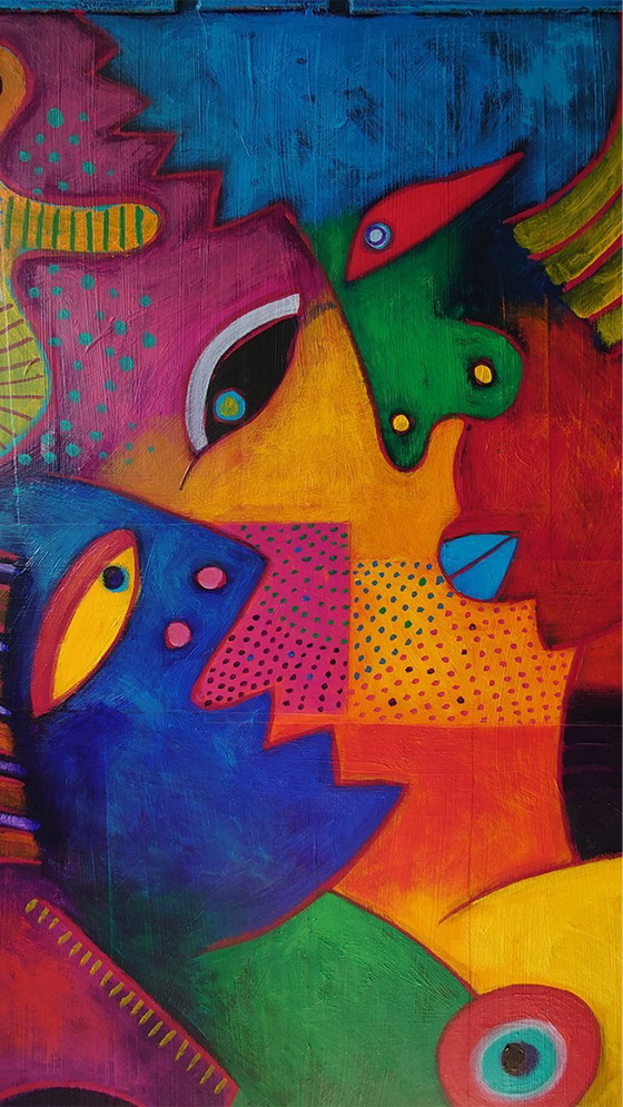 Image 1 of Pintura Original Clemens Briels: "El Intercambio de Opiniones" (2008) - ¡Firmado y Certificado!