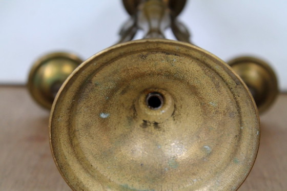 Image 1 of Candeliere a 5 bracci, in ottone, stile barocco provenzale vintage anni Cinquanta