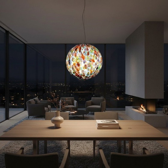 Image 1 of Murano glazen hanglamp Millefiori 40 cm handgeblazen bol