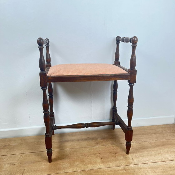 Image 1 of Small bench / stool in traditional English style, with side armrests