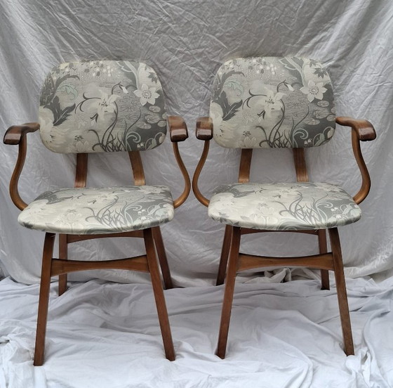 Image 1 of Lot de 2 chaises avec accoudoirs Cees Braakman design scandinave