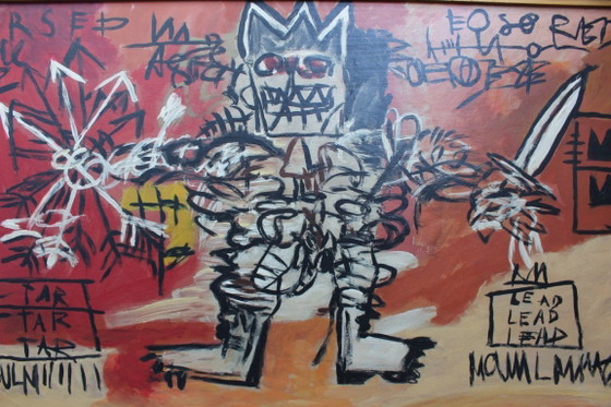 Image 1 of After Basquiat, Neo-Expressionist Composition, 1980s, Oil & Wood