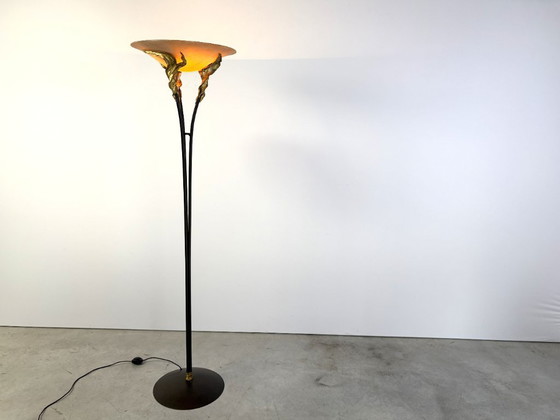 Lampada da terra stile Art Déco di Ligne D, anni '80 – Lampade da terra, Vetro, Metallo (photo 15 of 15)