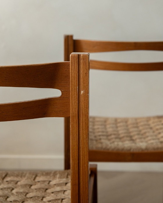 Image 1 of Vintage Italian Rustic Modern Dining Chairs by Snaidero, 1970s, Set of 5