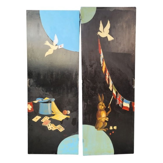 Image 1 of Coppia di pannelli dipinti “Magic”, Aldo Franceschini per Max Dif, anni ’70 – Francia