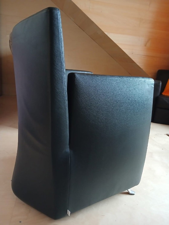 6 Fauteuils Capri / Caprichair, Hannes Wettstein voor Baleri Italia, design 1990, zwart leer. – Cerruti Baleri (photo 3 of 6)