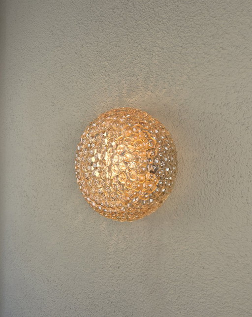 Vintage plafondlamp met amberkleurig bubbelglas van Massive Leuchten, Duitsland, jaren 70, E27 (photo 2 of 19)