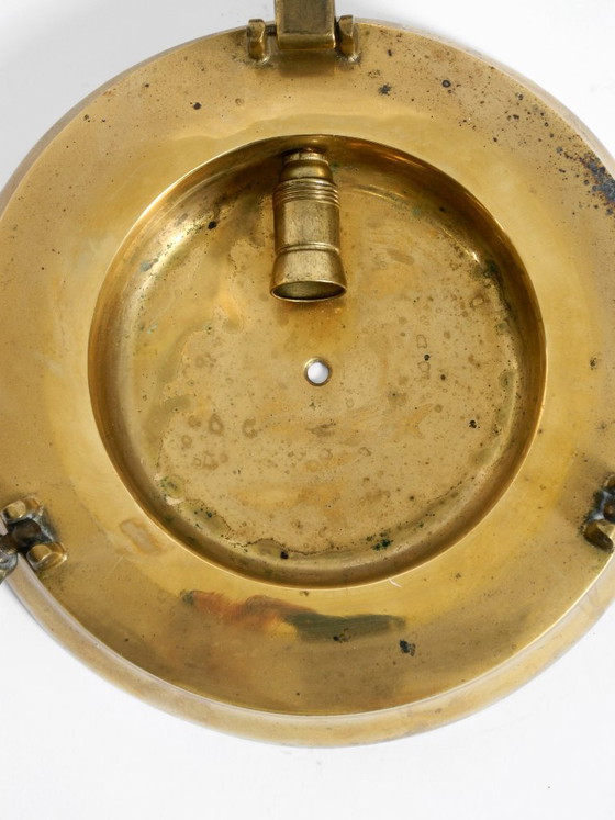 Image 1 of A pair of large, heavy 1950s original maritime ship wall lamps made of brass and glass