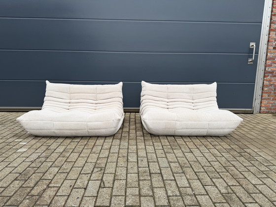 Image 1 of Ligne Roset Togo 2x 2-seater and 1x 3-seater in Beige Corduroy